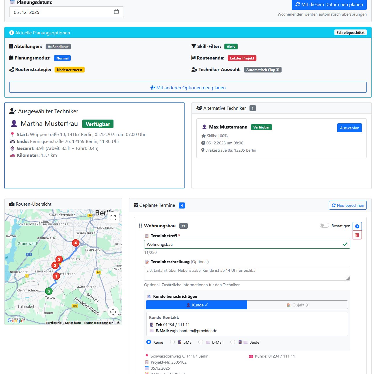 RoutenBuddy: Intelligente Terminplanung